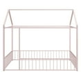 thumbnail image 4 of Tcbosik House Shaped Floor Bed with Fence, Full Size Metal Bed Frame, No Box Spring Needed, Pink, 4 of 7