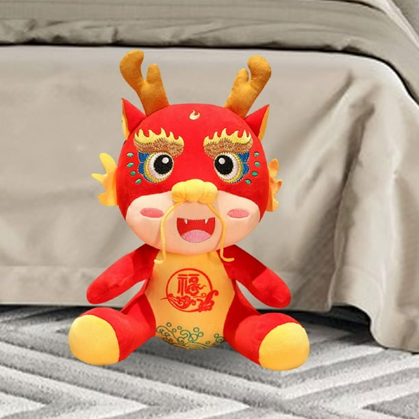 Muñeco de peluche de año Nuevo, dragón chino, juguete de peluche, dragón de peluche, accesorios para fotos, juguete suave auspicioso para fiesta del Altura 25cm