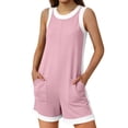 thumbnail image 6 of gbyLJF Womens Jumpsuit Casual Wide Leg Sleeveless Jumpsuits Solid Color Cropped Rompers Loose Fit Overalls with Pockets, 6 of 7