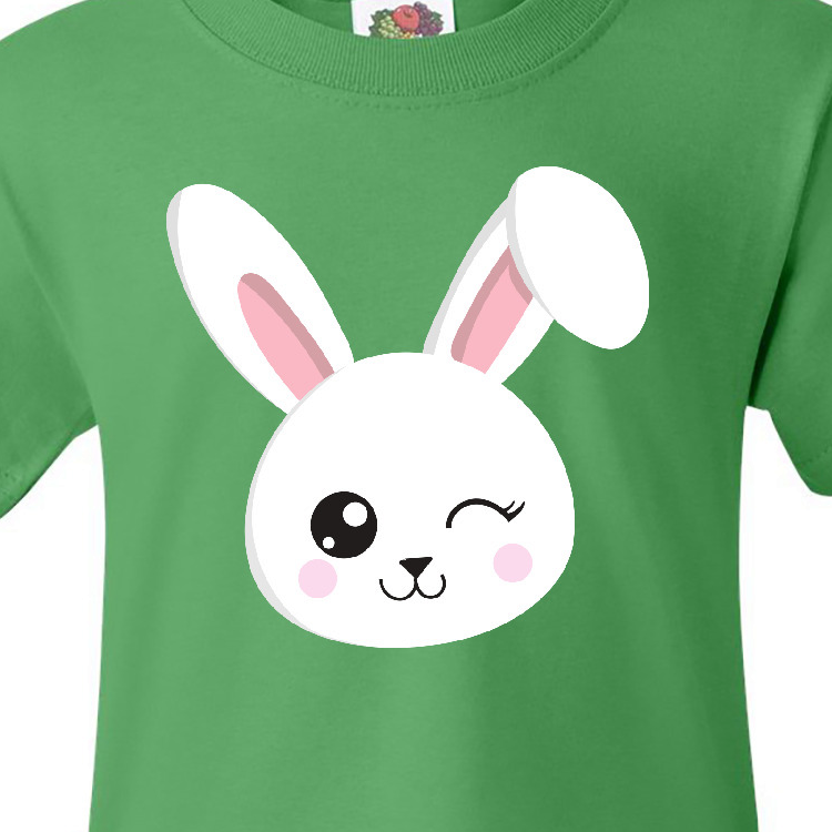 Inktastic Cute Bunny, Bunny Head, White Bunny, Winking Bunny Youth T-Shirt - image 3 of 4