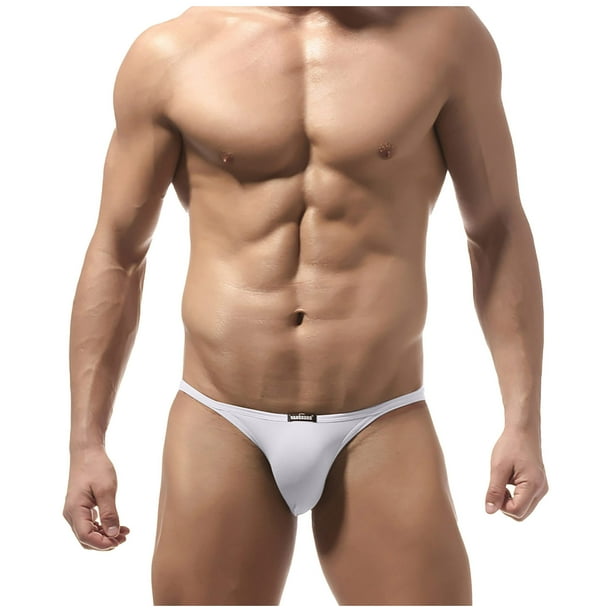 KDDYLITQ Briefs for Men Sexy Low Rise Ice Silk Bikinis Solid Underwear