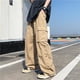 thumbnail image 4 of Pantalones cargo de cintura alta estilo Harajuku para hombre, pantalón liso con bolsillos grandes, holgado, de pierna ancha, rectos e informales, novedad de 2022, 4 of 5
