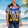 thumbnail image 3 of Kll Men'S Hawaiian Shirt Short Sleeve Button Down Beach Shirts-Happy New Year 2024, 3 of 7