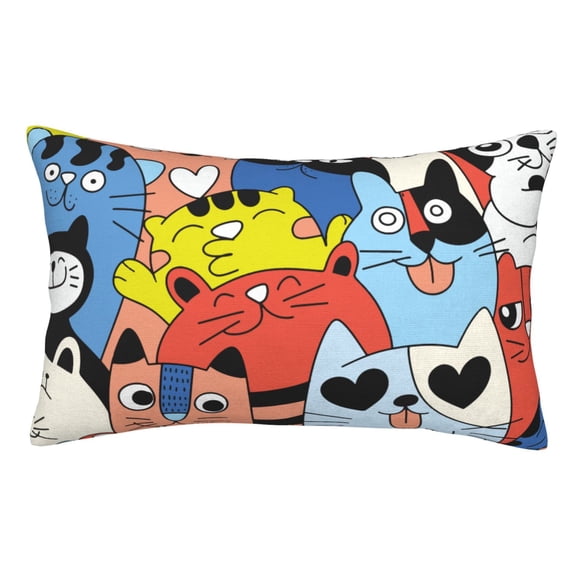 Fuzoiu Funny Cats Print Fuzzy Pillowcases, Super Soft Pillow Case Cover with Zipper for Bedroom, Sofa, Couch,Cozy Pillow Shams for All Seasons-14"x20"