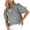 Gray, variant on Women Button Down Collared Puff Sleeve Denim Blouse Casual Vintage Boho Beach Vacation Travel Loose Tops Shirt with Pockets, Light Blue S