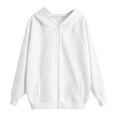 thumbnail image 4 of Girls Zip Up Hoodies, Teen Full-Zip Hooded Sweatshirt Jacket, Casual Fall Long Sleeve Solid Lightweight Outerwear with Pockets White 150, 4 of 6