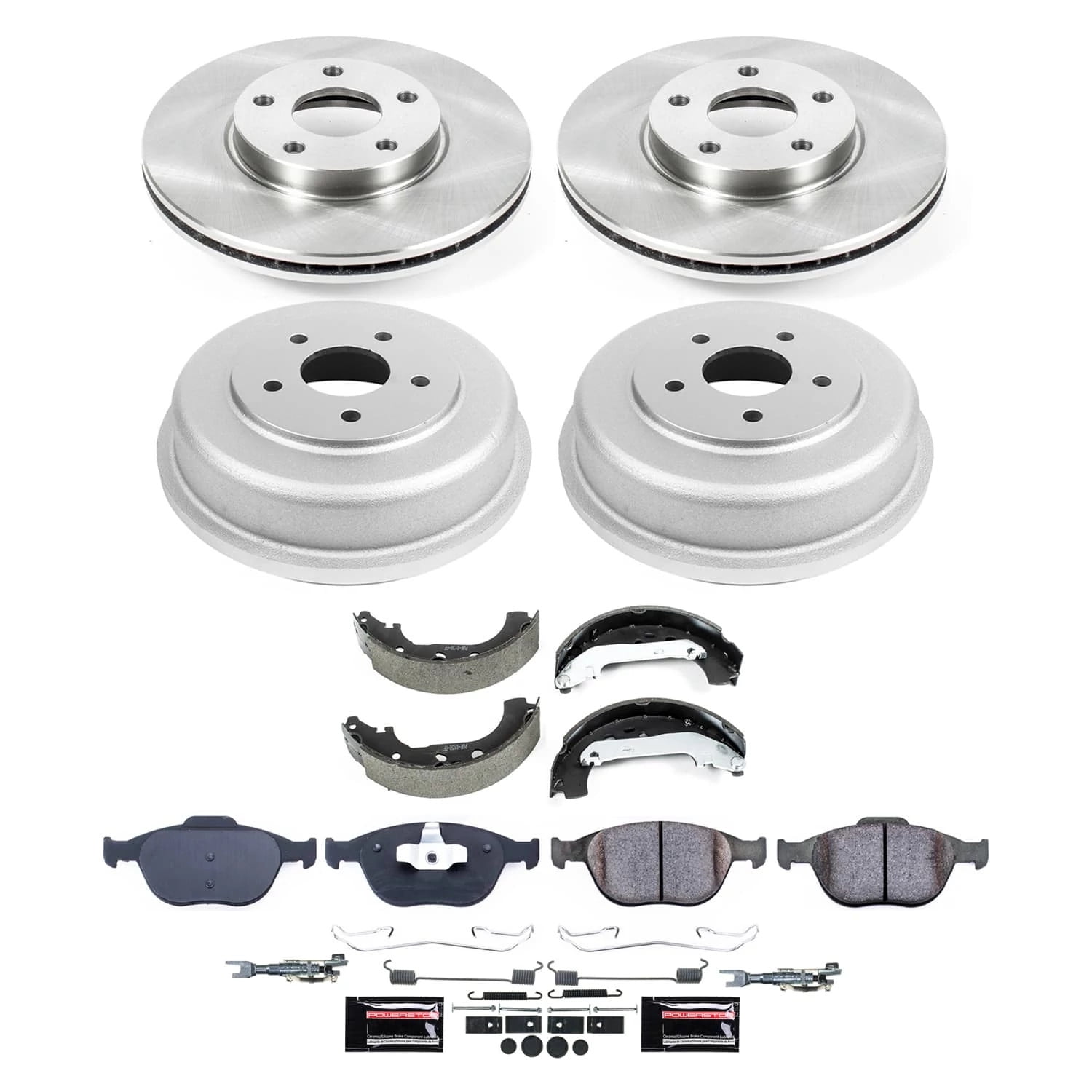 PowerStop Front and Rear Semi-Coated Rotor and Low-Dust Ceramic Brake Pad Kit SC9168