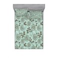 thumbnail image 2 of Floral Bedding Set with Sheet & Covers, Romantic Season Inspirations with Roses Birds on Tree Branches Summer Design, Printed Bedroom Decor 2 Shams, 4 Sizes, Seafoam Sage Green, by Ambesonne, 2 of 3