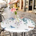 thumbnail image 3 of Flower Butterfly Elastic Fitted Round Table Cover Eucalyptus Leaves Waterproof Outdoor Tablecloth for Holiday Party, Picnic, Patio & Dining Fits Tables Up to 36"-44", 3 of 8