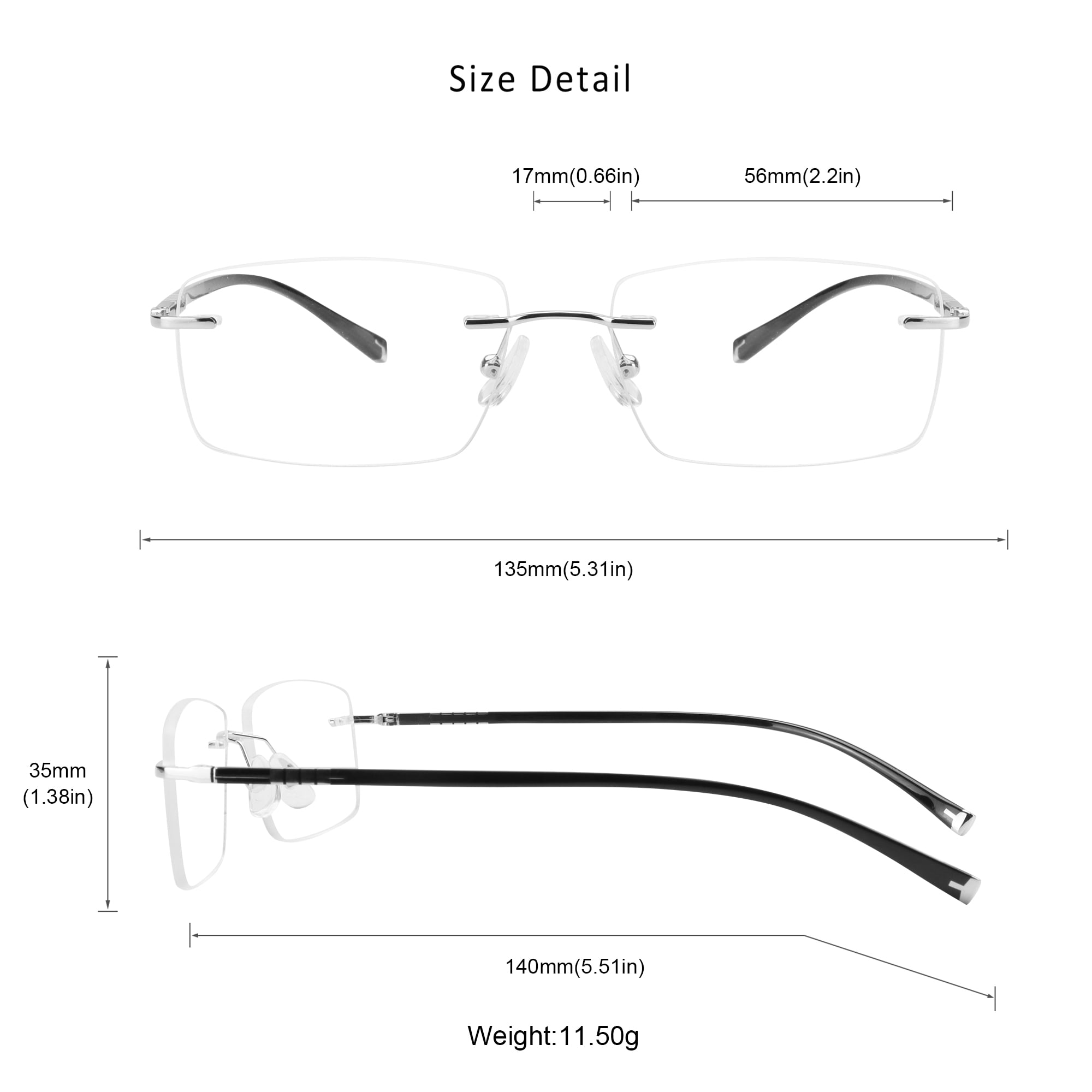 LifeArt Blue Light Blocking Glasses,Computer Reading Glasses,Alloy Rimless Frame,Stylish for Men&Women(Silver,+3.00 Magnification)