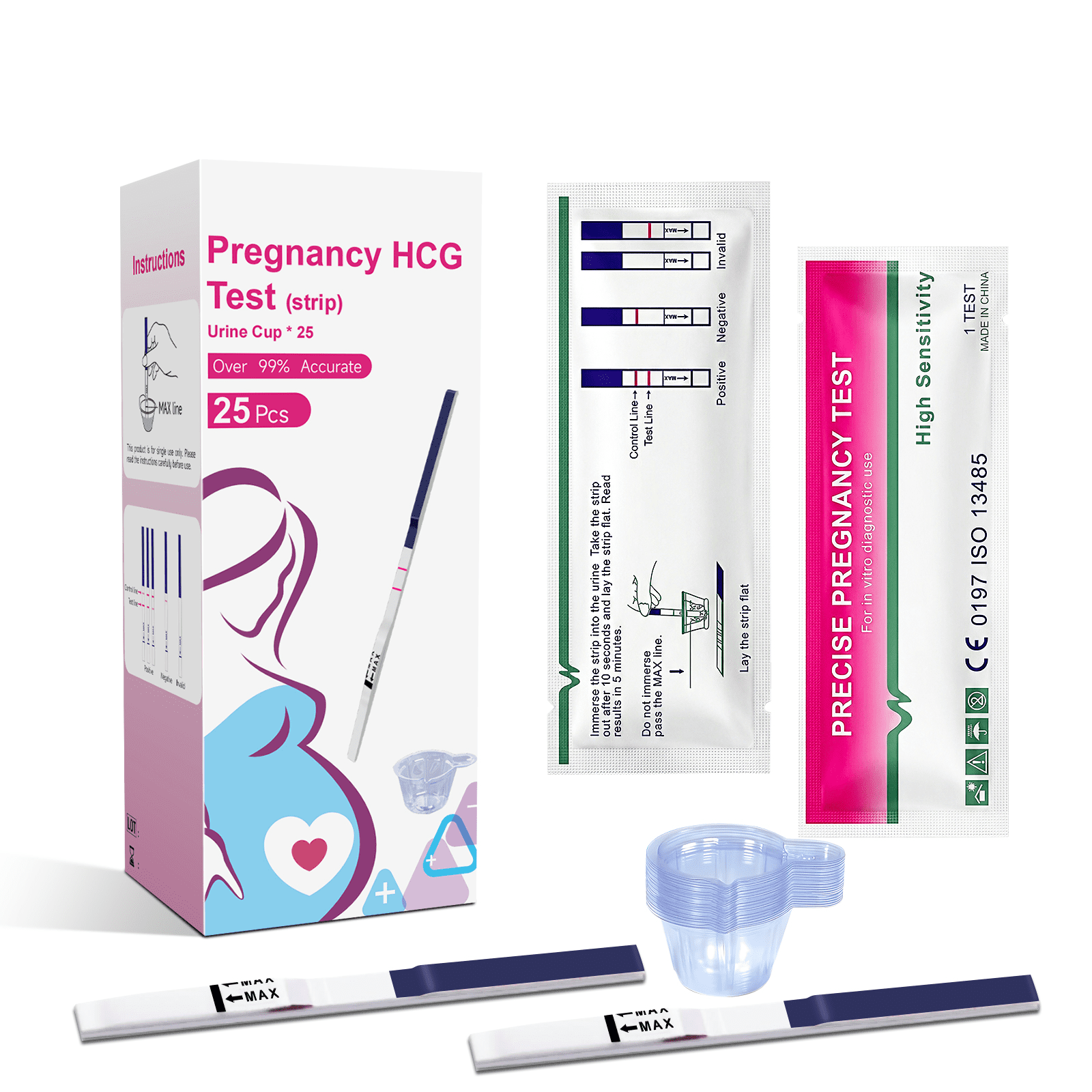 25pk Early Detection Pregnancy Test for Women| HCG Strips Family Planning