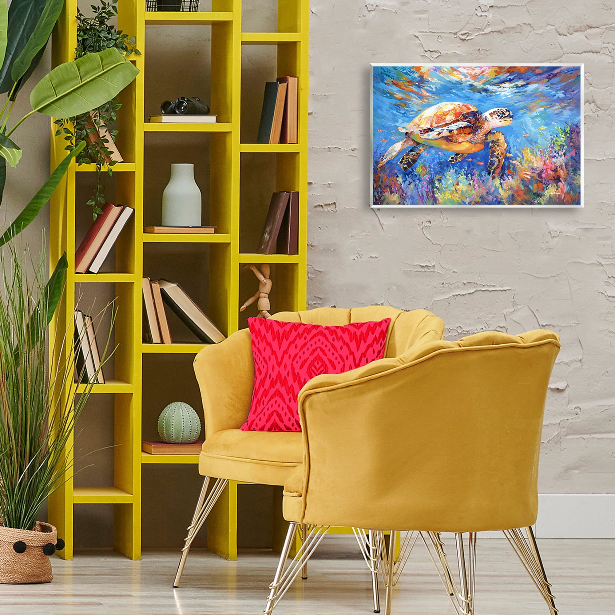 Stupell Industries Sea Turtle's Adventure Animals & Insects Painting Unframed Art Print Wall Art, 19 x 13