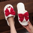 thumbnail image 4 of JUSLIO Womens House Slippers Slip On Fuzzy Plush Flat Sole Non Slip Indoor House Slippers Open Toe Slides Slippers Red, 4 of 8