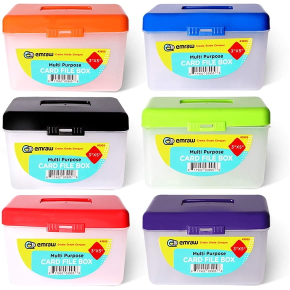 Index Card Holder Case 3" X 5", Ideal Box Card Holder for Filing Notes, Addresses & Recipes. Holds Up to 250 Cards (Pack of 12) - Emraw