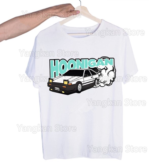 Anime AE86 inicial D Manga ropa verano cuello redondo manga corta estampado gráficos Casual camisetas de talla grande Tops