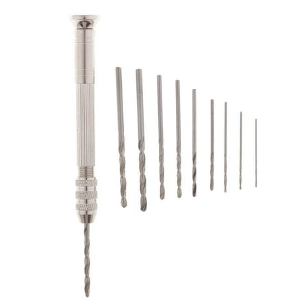 

10 Twist Drill Bit 0.8-3Mm Swivel Head Pin Vice Mini Hand Drill Hobby Tool