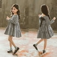 thumbnail image 2 of XBASW Kids Baby Girls Long Sleeve Dress Ruffle Tiered Casual Dresses Toddler Fall Spring Plaid Sundress 3-9T, 2 of 8