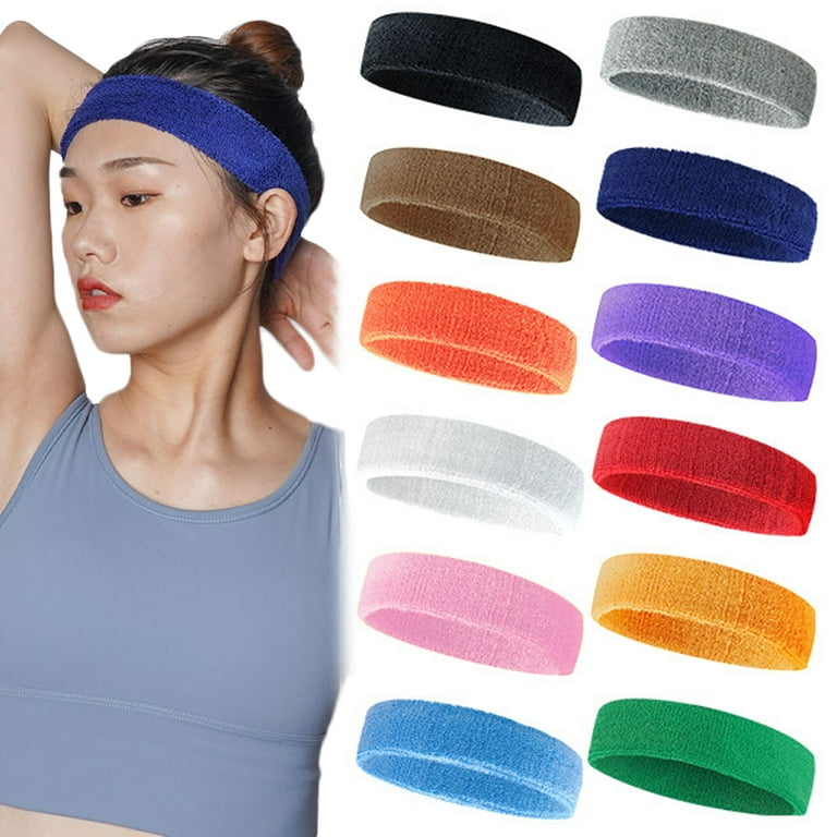 Leaveforme 12 PCS Workout Headbands for Women Men Sweatband Yoga Elastic  Wide Headbands Gym Sports Sweat Bands Moisture Wicking for Exercise Fitness