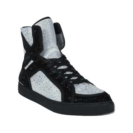 

Men High Top Shoes By FIESSO AURELIO GARCIA Fancy Rhine stones 2402 Black White