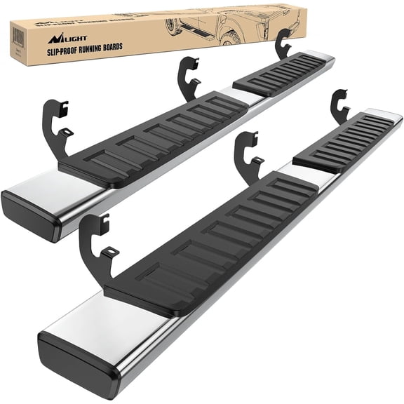 Nilight Running Boards for 2019-2024 Chevy Silverado/GMC Sierra 1500 Crew Cab 2020-2024 Silverado/GMC Sierra 2500HD 3500HD 6 Inch Stainless Steel Bolt-on Side Step Nerf Bars