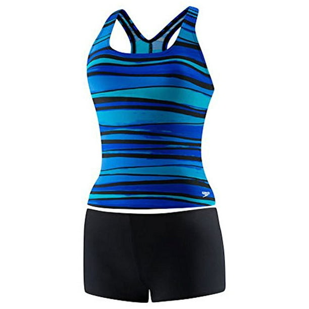 Speedo Speedo Womens Ultraback Tankini Two Piece Swimsuit Woodblock