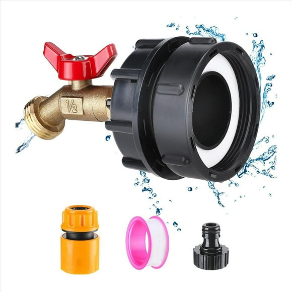 Adaptador para Tanque de Agua IBC Tote - Conexión de Rosca Fina para Tanque Tote IBC de 275-330 Galones, Válvula de Grifo de Latón Resistente A Prueba de Fugas