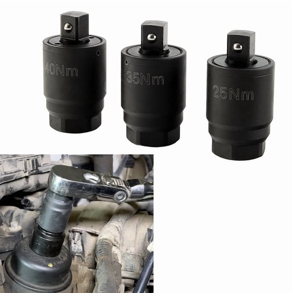 25NM 35NM 40NM Torque Adapter Set, for 3/8inch Drive Ratchet, Works with Oil Filters, Oil Pan Bolts, Timing Cover Bolts