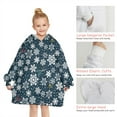thumbnail image 6 of Dark Blue Christmas Snowflake Pattern Blanket Hoodies for Kids 6-13YR Oversize Wearable Blanket Hoodies for Boys Girls Teens, 6 of 7