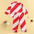 thumbnail image 4 of Kmbangi Kids Pajamas Set, Stripe Printed Pattern Long Sleeve Tops and Pants, 4 of 8