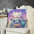 Cartoon Video Game Ghost Throw Pillow Covers Pink Purple Flowers