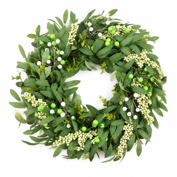 Artificial Green Eucalyptus Wreath, Wreath for Front Door, Spring Summer Indoor Outdoor Farmhouse Decor