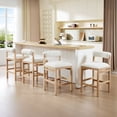 thumbnail image 6 of ONEVOG 26.8" Counter Height Bar Stools Set of 2, Modern Farmhouse Solid Wood Barstools with Linen Upholstered Curved Backrest & Cushion, Kitchen Island Chairs, White, 6 of 9
