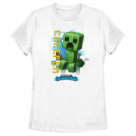 Women's Minecraft Legends Creeper  Graphic Tee White X Large
