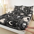 thumbnail image 3 of Feelyou Bohomian Damask Twin Sheet Sets, Gothic Halloween Twin Fitted Sheet, Hippie Moon Sun Flat Sheet, Breathable Bedroom Decoration, 3-Piece, 3 of 7
