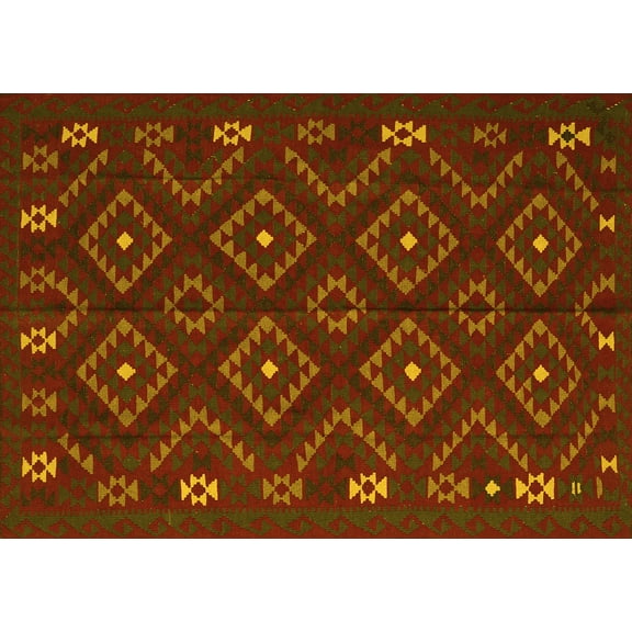 Ahgly Company Indoor Rectangle Southwestern Yellow Country Area Rugs, 5' x 7'