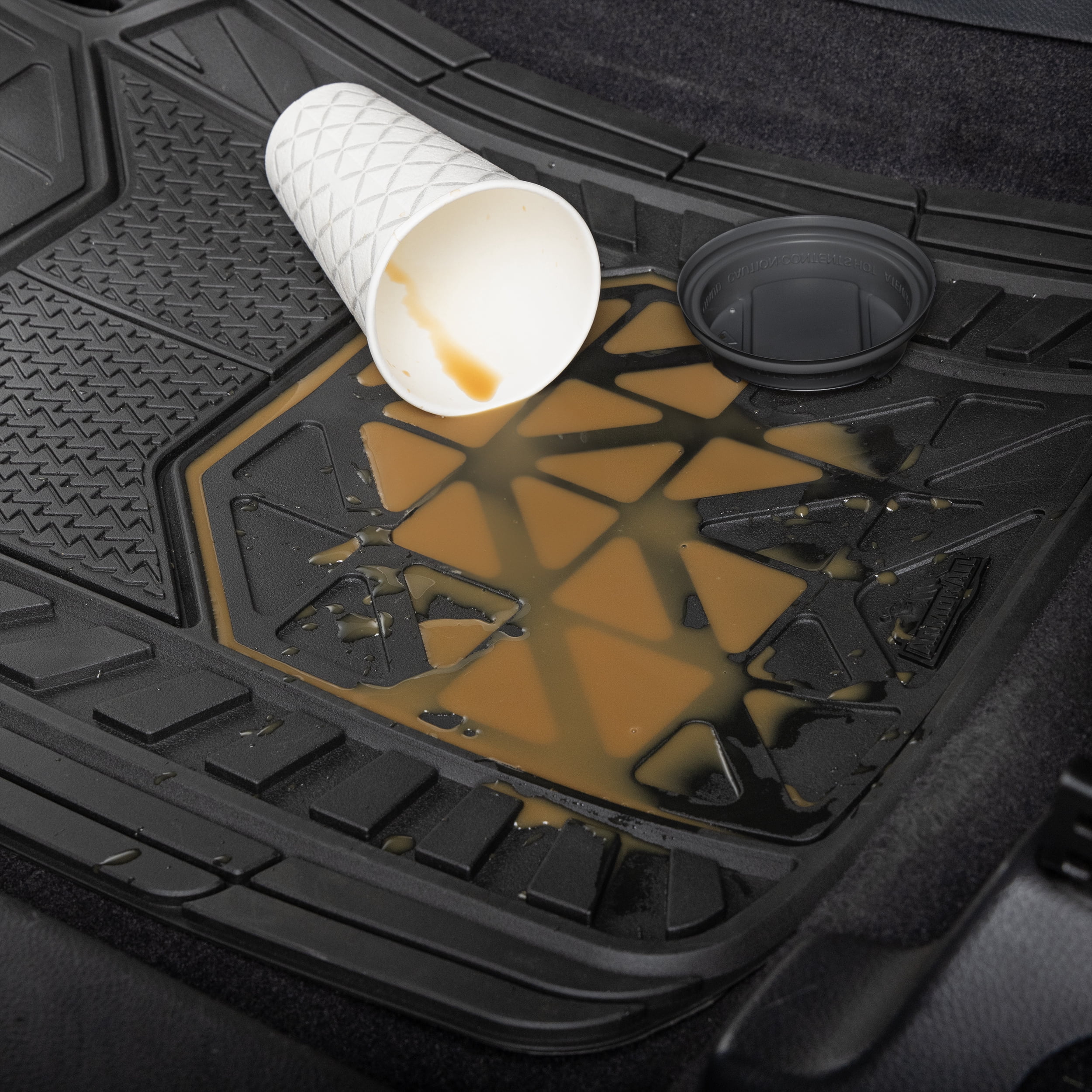 Armor All 4 Piece All Weather Rubber Floor Mats Trim to Fit, Black 79960WDC
