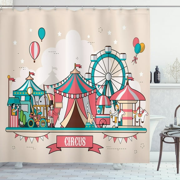 Ambesonne Scenery Shower Curtain, Circus Flat Balloons, 69"Wx70"L, Multicolor
