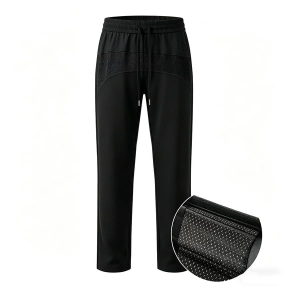 Eltusu Men's Athletic Pants, Elastic Waist Workout Straight Legs Quick Dry Active Pants Black Size 3XL