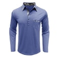 thumbnail image 2 of Mens T-shirts Men's Shirt Casual Long Sleeve Classic Plaid Button Tees With Pockets Mens Short Sleeved Tees Yoga Fit Ling Sleeve T Shirt Tops Men Work Casual Lady Athletic Wear Medium Blue S, 2 of 6