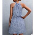 thumbnail image 4 of Vestido corto con cuello Halter y lazo en la espalda, vestido elegante de verano con estampado Floral y cintura elástica para citas, 4 of 6