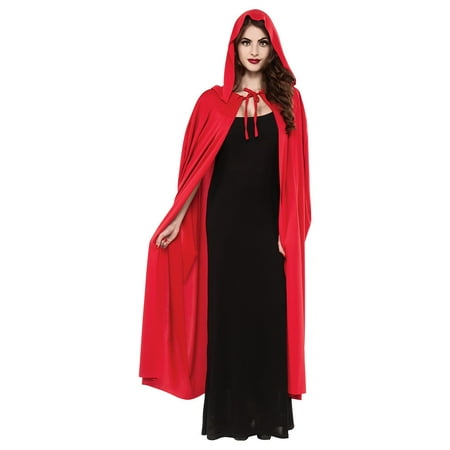 Long Hooded Cape Adult Costume Accessory Red - Walmart.com