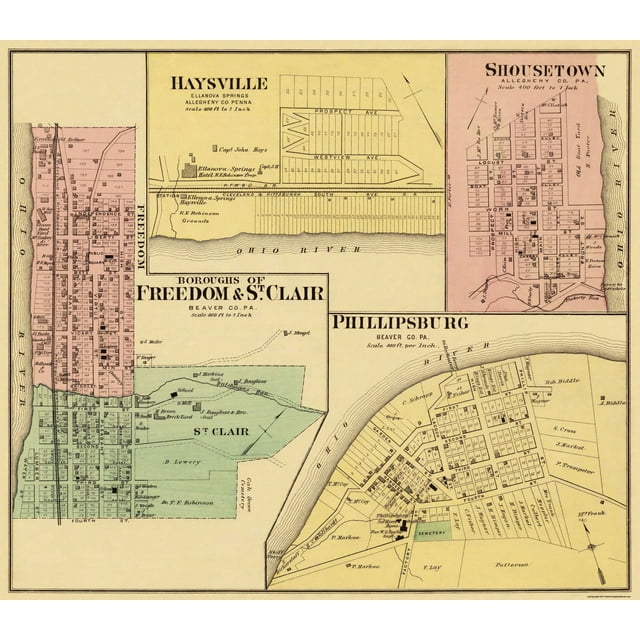 Freedom Saint Clair Pennsylvania Hayes 1877 26.25 x 23 Glossy