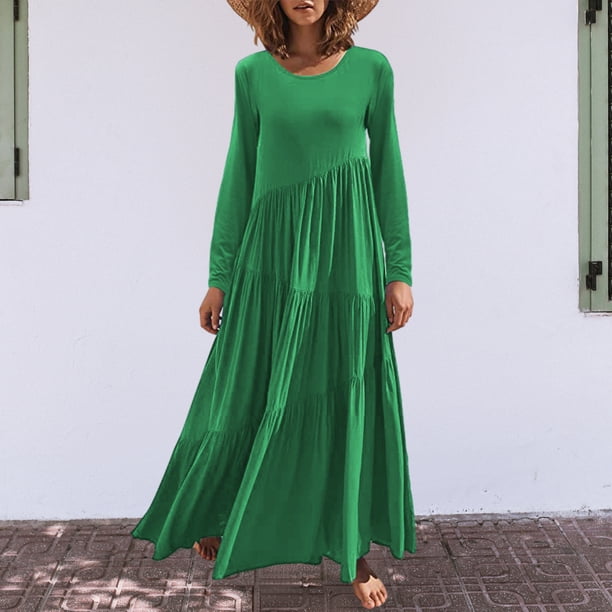 Vestido de otoño con dobladillo asimétrico Vestido holgado de gran tamaño para mujer Traje de vacaciones de línea A