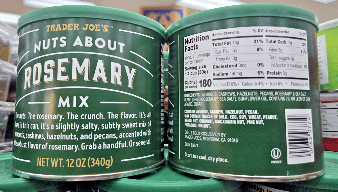 Trader Joe's Nuts About Rosemary Mix 12oz 340g (2 Cans)