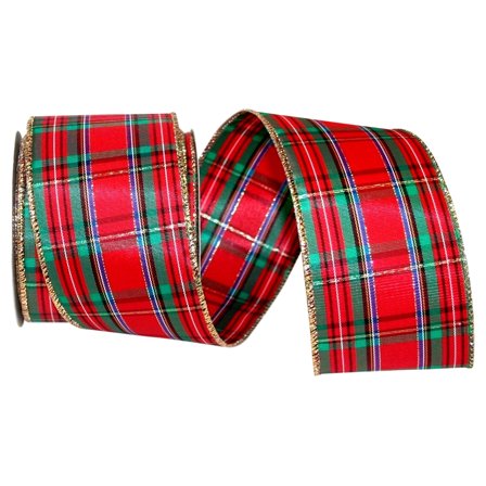 Reliant Ribbon - 9130M-001-40F, Regalia Plaid Wired Edge Ribbon, Multi, 2-1/2 Inch, 10 Yards