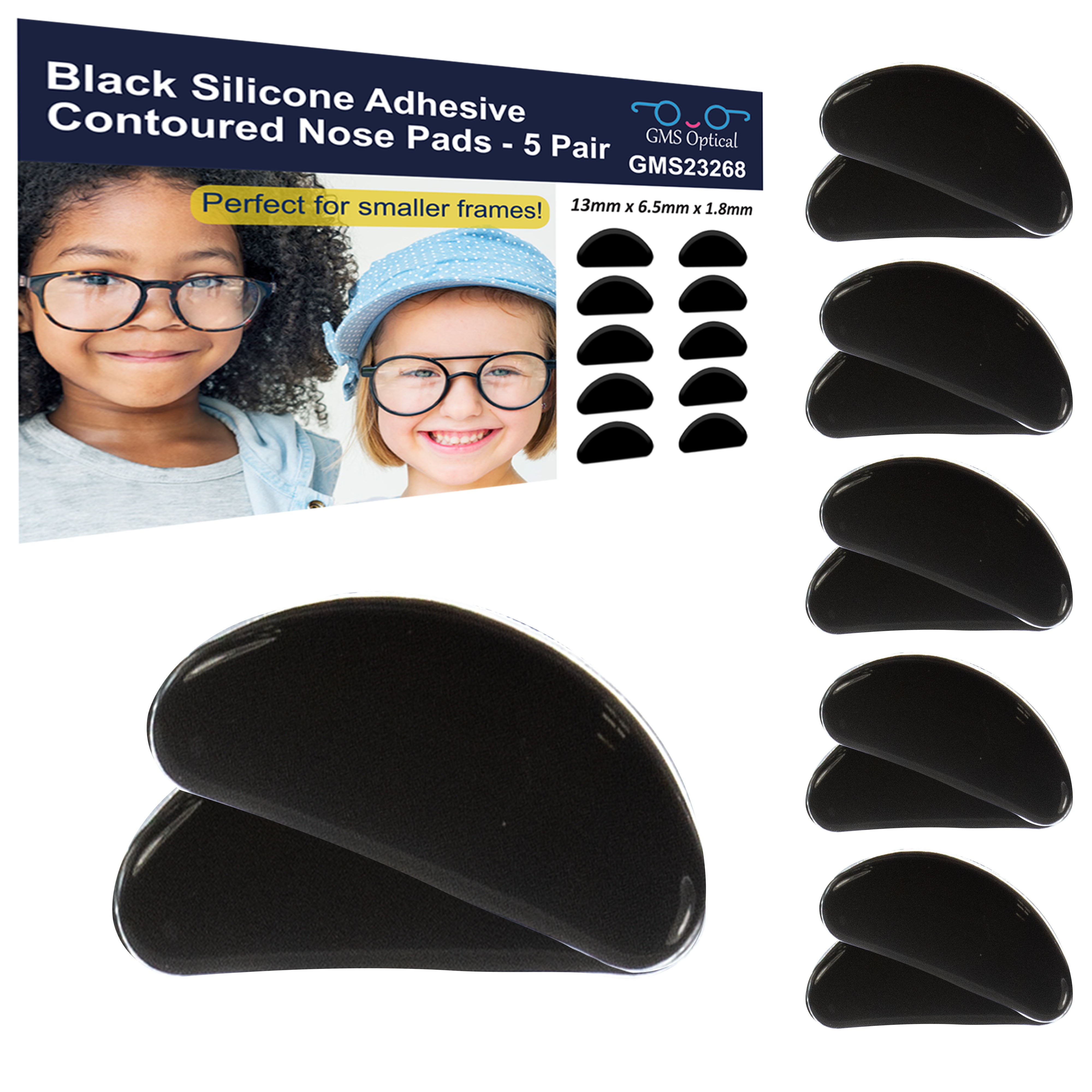GMS Optical Small Silicone Adhesive Contoured Nose Pads (5 Pair, 1.8mm