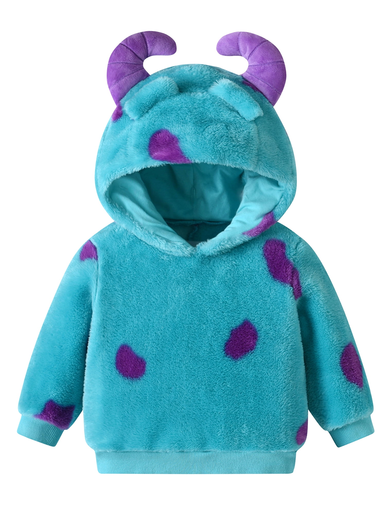 Toddler Girl Boy Halloween Monster Costume Funny Animal Cosplay Costume Long Sleeve Plush Horn Hooded Sweatshirts Pants Set Outfits Fall Winter Clothes