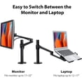 thumbnail image 2 of Height Adjustable Laptop Stand with VESA Mount for 12-17 Inch Notebooks and 17-32 Inch Monitors, Premium Aluminum Alloy Arm Support with  Management, 2 of 7