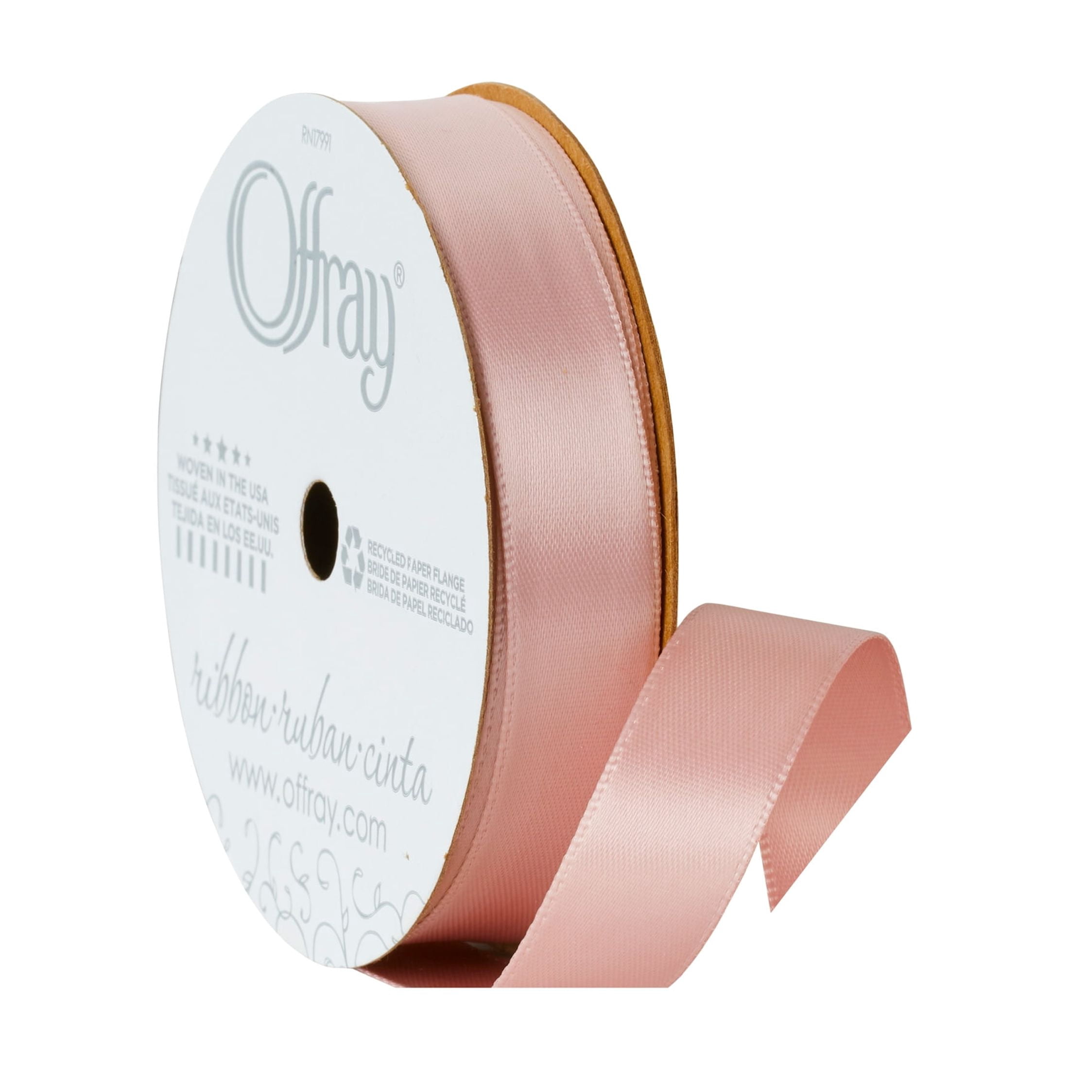 (3 pack) Offray Ribbon, Pink 5/8 inch Double Face Satin Ribbon for Sewing, Crafts, and Wedding, 18 feet, 1 Each