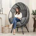 thumbnail image 2 of TQKVIPI Oversized Wicker Egg Chair Outdoor Indoor,Patio Lounge Chair with Thicken Cushions & Durable Steel Frame, Egg Basket Chair 500lbs Capacity for Garden, Backyard, Porch,Bedroom (Grey-Plaid), 2 of 7